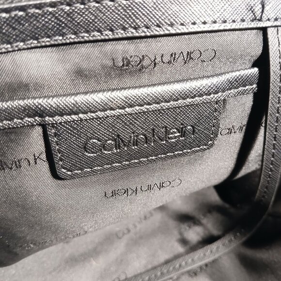 Calvin Klein Hayden Saffiano Black Leather Tote Silver Chain Handles Used - Picture 12 of 16